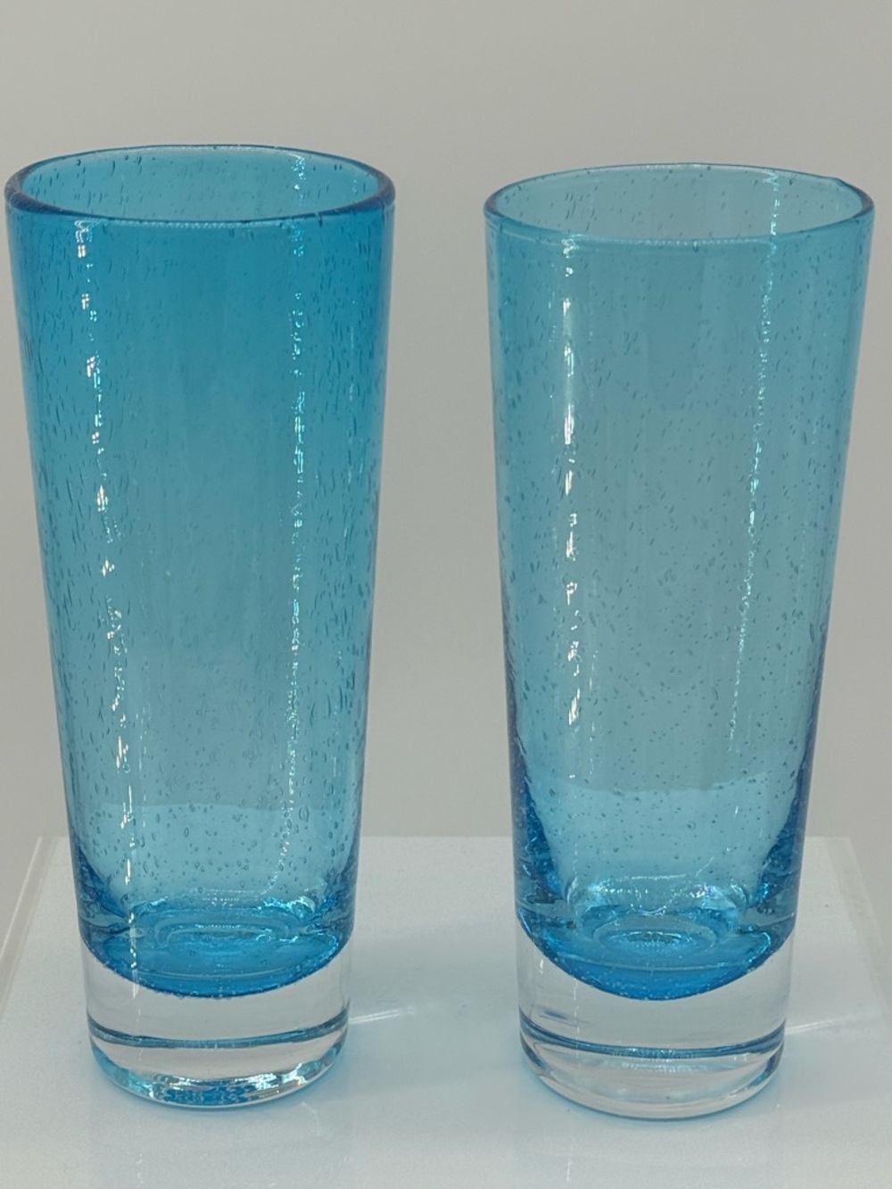 Aqua Blue Glass Tumbler Pair - Sleek Home Dining Drinkware
